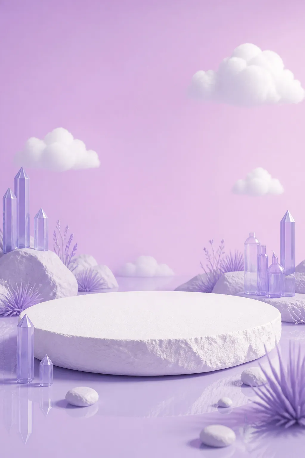 Purple Crystal Podium Product Display Background｜AI Image Generation Prompts