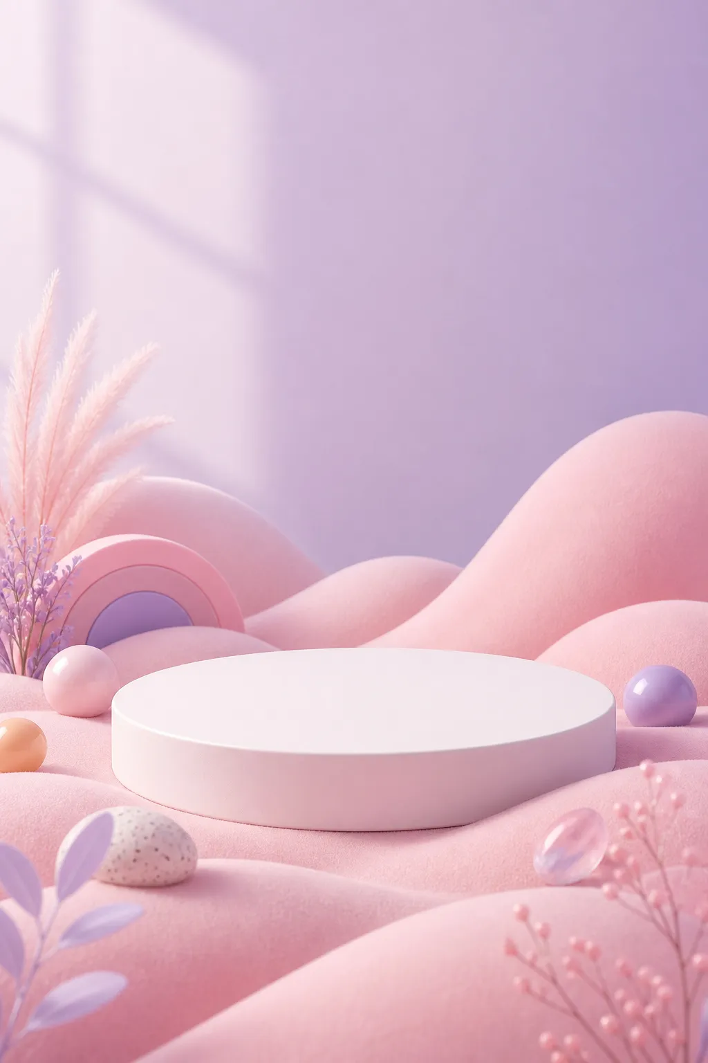 Pastel Pink and Purple 3D Product Display Podium｜AI Image Generation Prompts