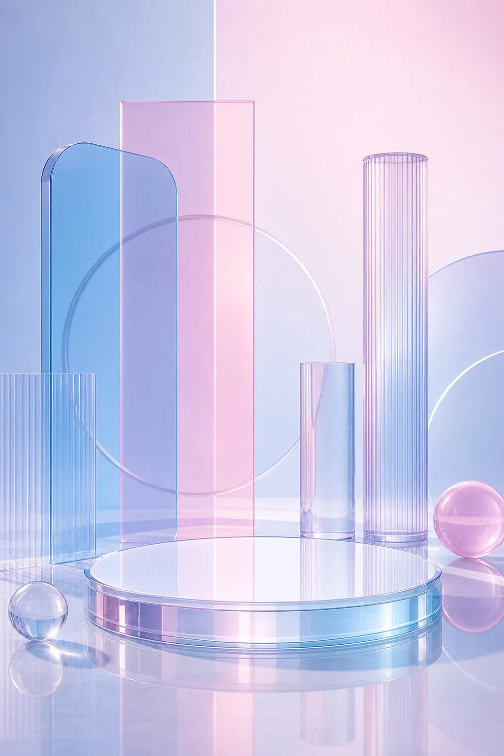 Pastel Geometric Acrylic Podium Display Stand｜AI Image Generation Prompts