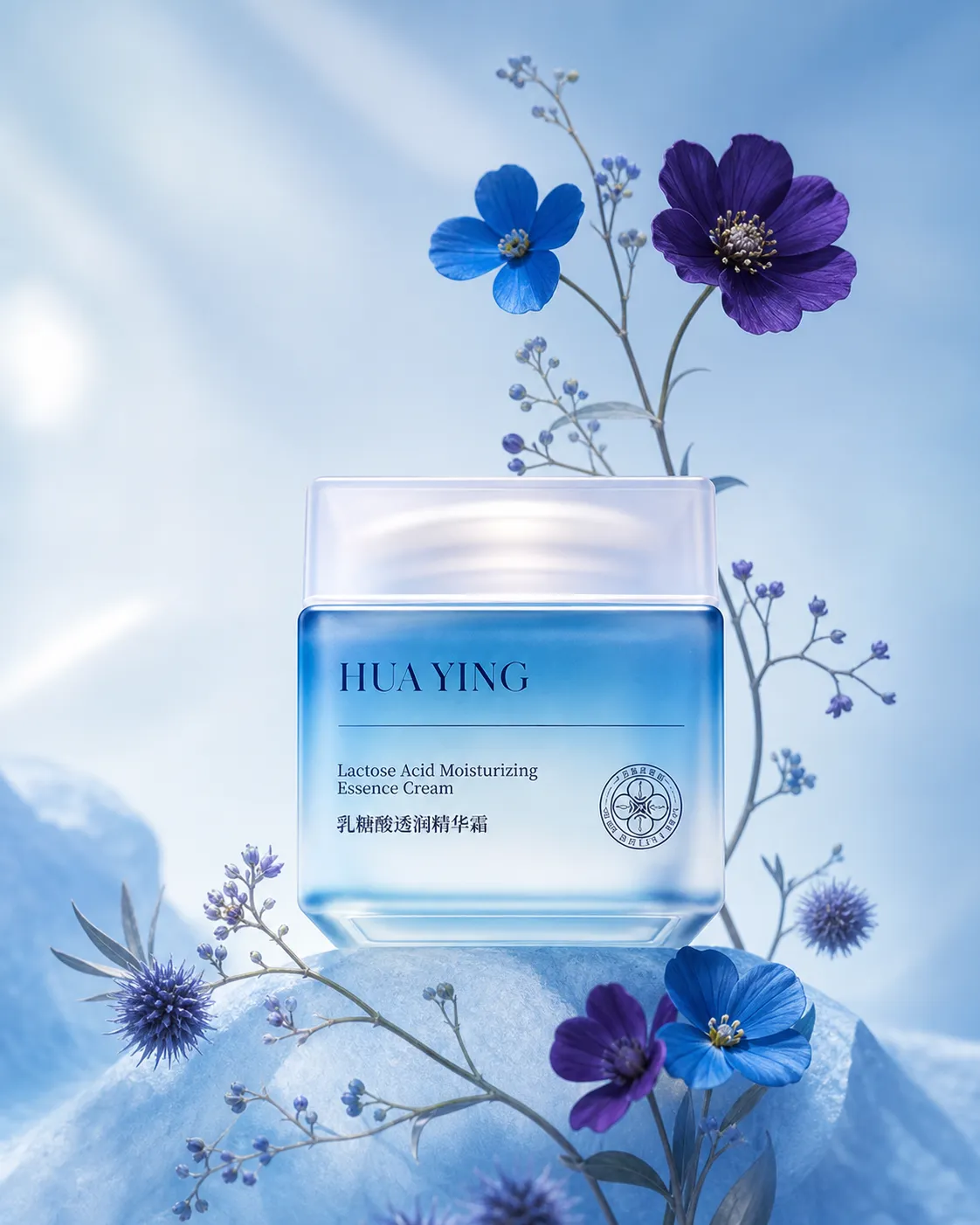 Hua Ying Lactose Acid Moisturizing Essence Cream Jar｜AI Image Generation Prompts