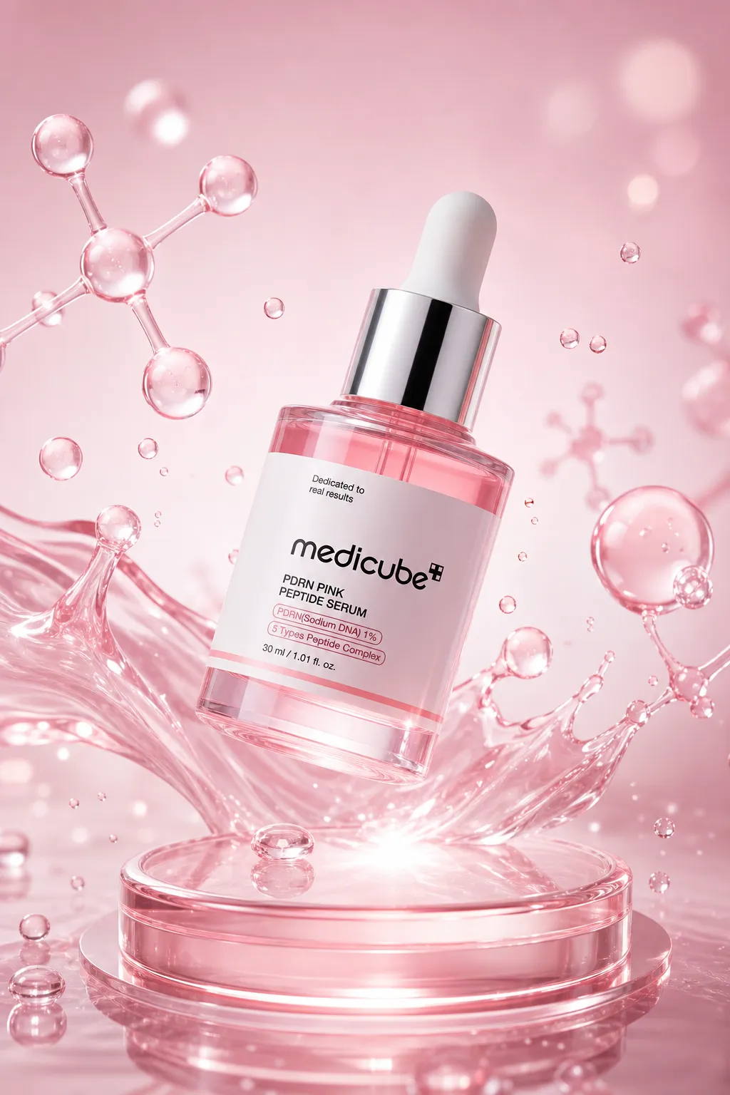 Medicube PDRN Pink Peptide Serum Bottle｜AI Image Generation Prompts