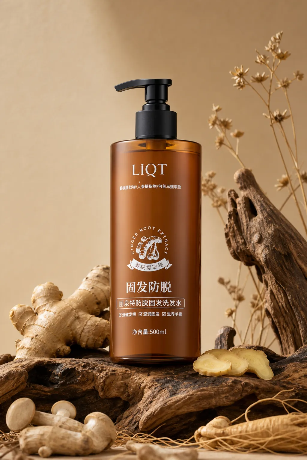 LiQT Ginger Root Extract Anti-Hair Loss Shampoo｜AI Image Generation Prompts