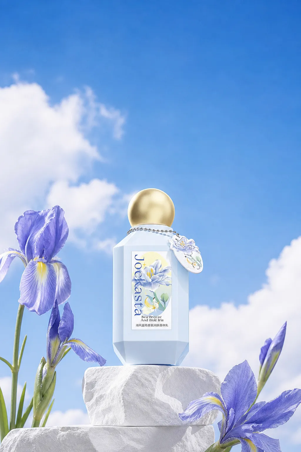 Joekasta Sea Breeze And Blue Iris Body Lotion｜AI Image Generation Prompts