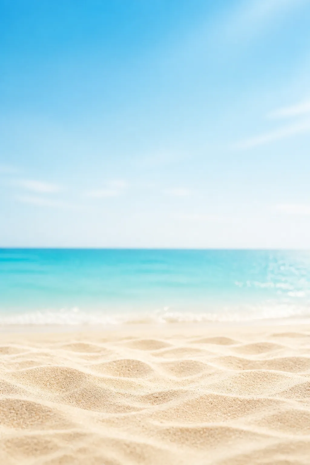 Sandy beach with turquoise ocean and blue sky｜AI Image Generation Prompts