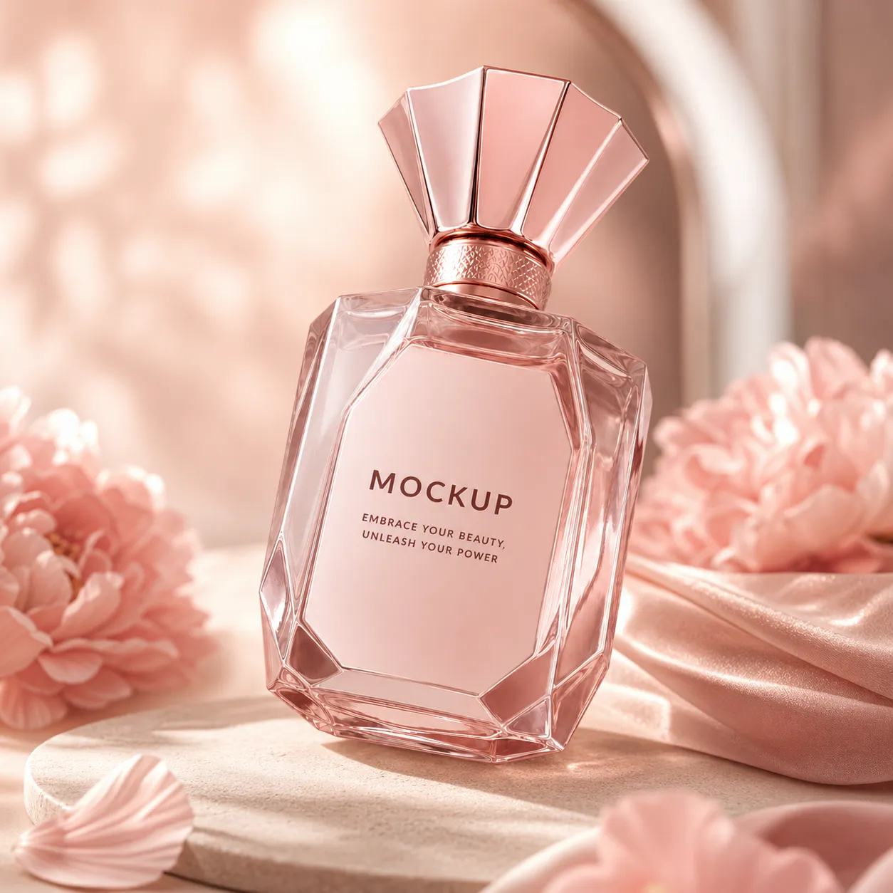 Elegant Pink Glass Perfume Bottle Mockup｜AI Image Generation Prompts