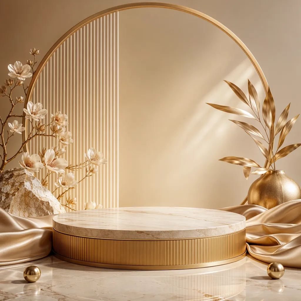 Luxury Gold and Marble Product Display Podium｜AI Image Generation Prompts