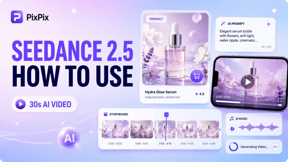 How do you use Seedance 2.5? A complete tutorial on generating a 30-second AI product video with PixPix.