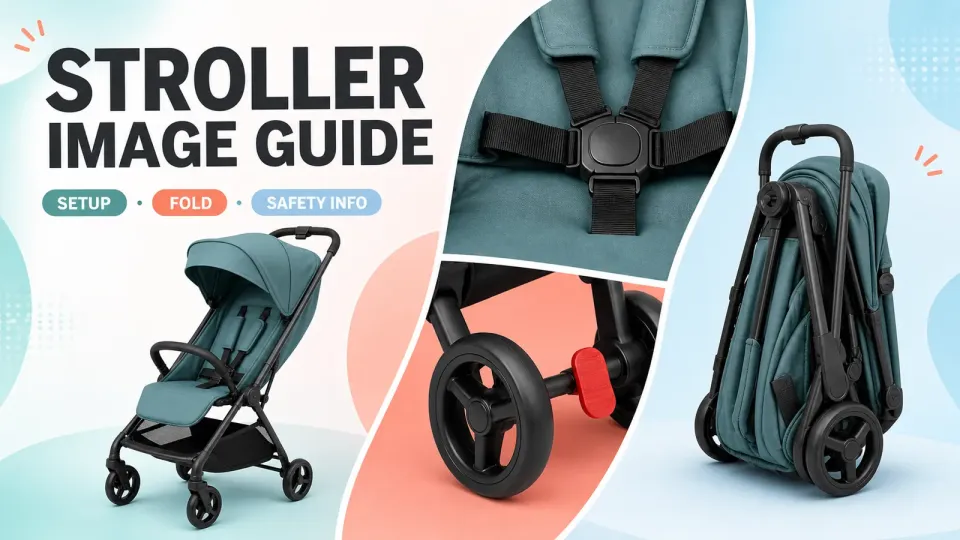 How to create product images for strollers? A guide to component configuration, folding mechanisms, and safety information presentation.