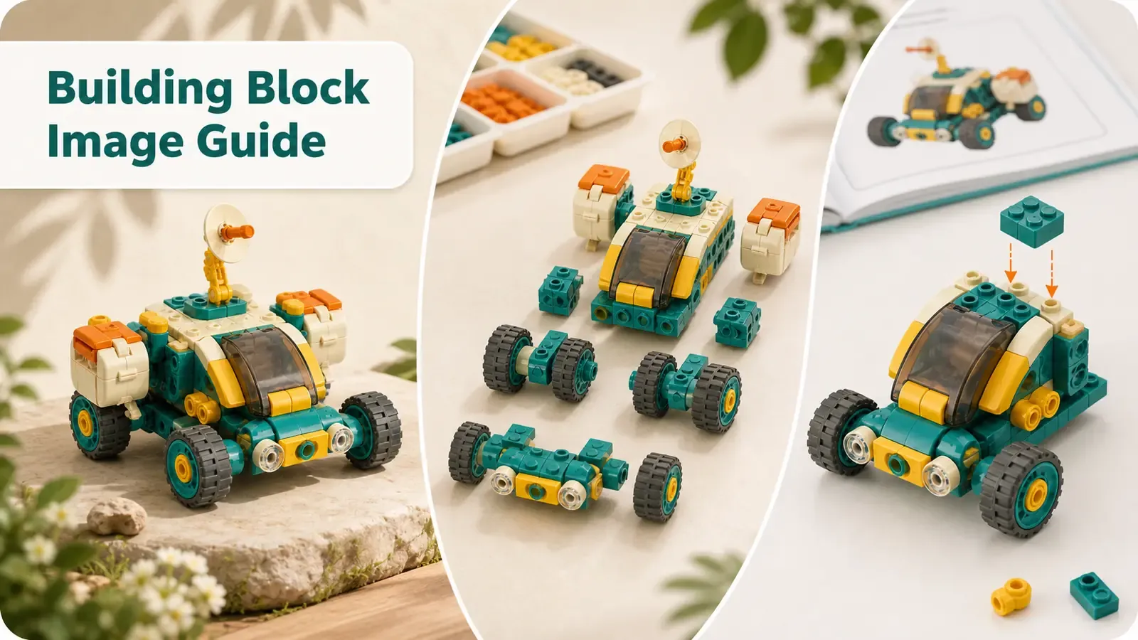 How to create product images for Amazon’s children’s building block sets? A guide to ensuring consistency across the completed, disassembled, and assembly‑step visuals.