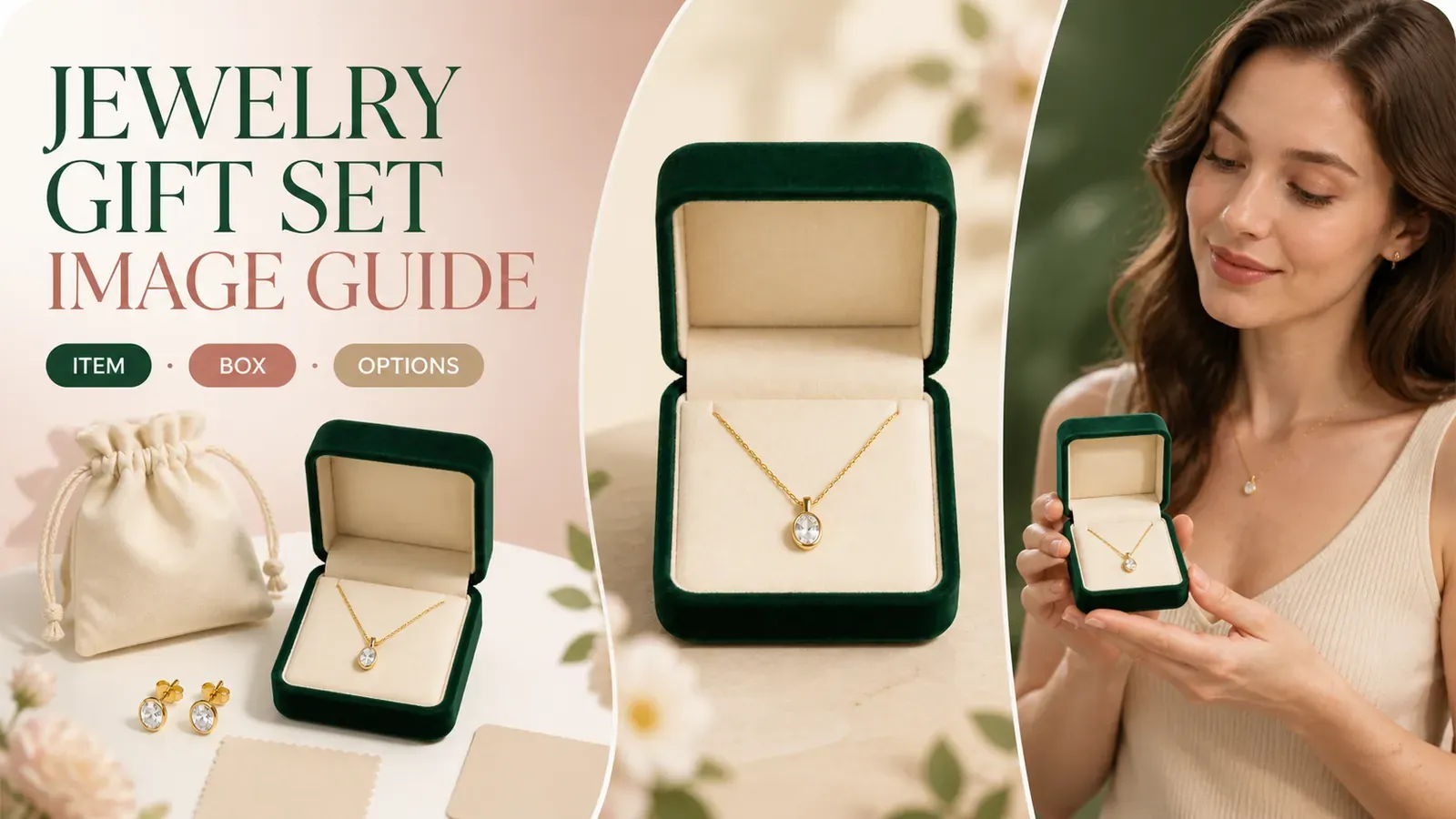 How should you photograph Etsy jewelry gift sets? A guide to showcasing jewelry, gift boxes, and accompanying notes.