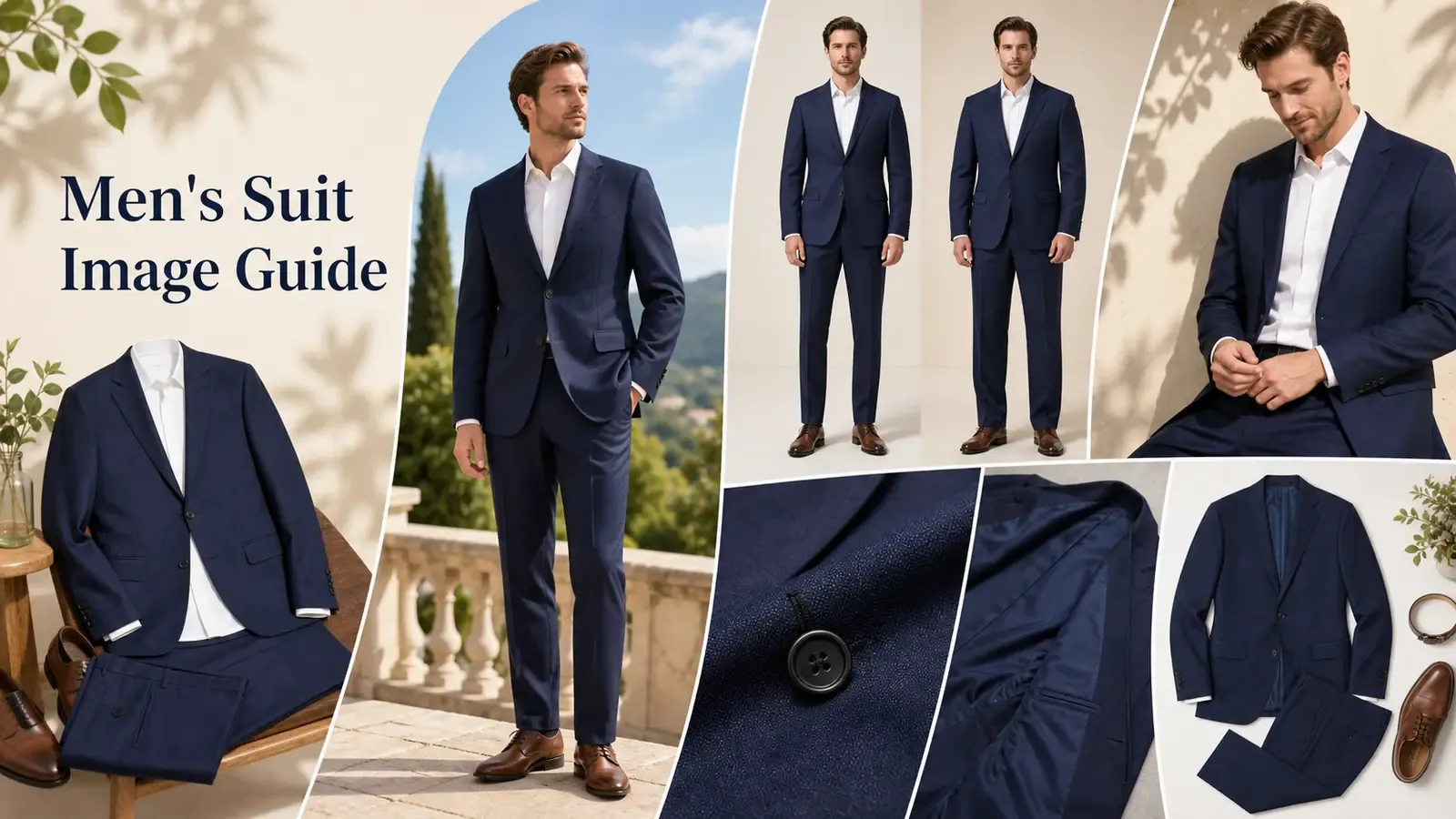 How to create product images for men’s suits on Shopify? A guide to selecting styles, fits, closures, fabrics, and sizes.