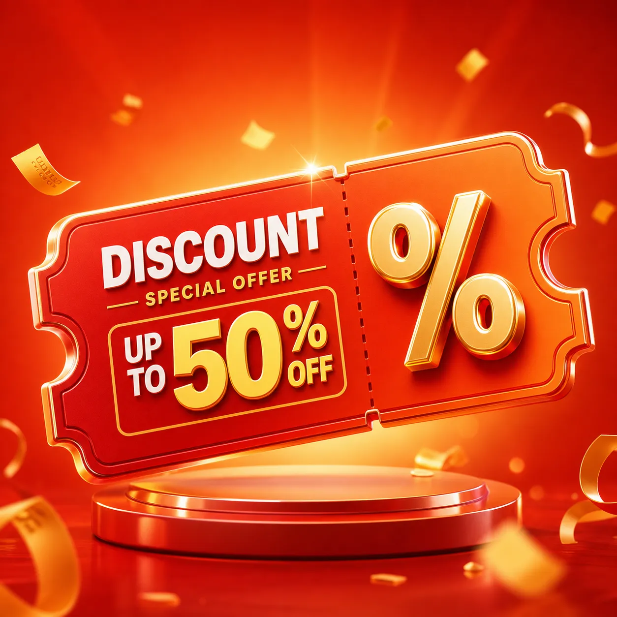 3D Discount Ticket with Percentage Sign｜AI Image Generation Prompts