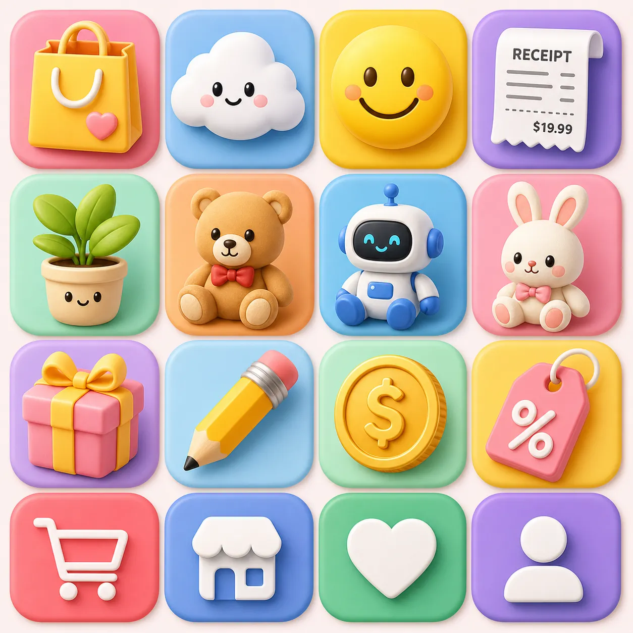 Cute 3D Shopping and Reward Icons Collection｜AI Image Generation Prompts