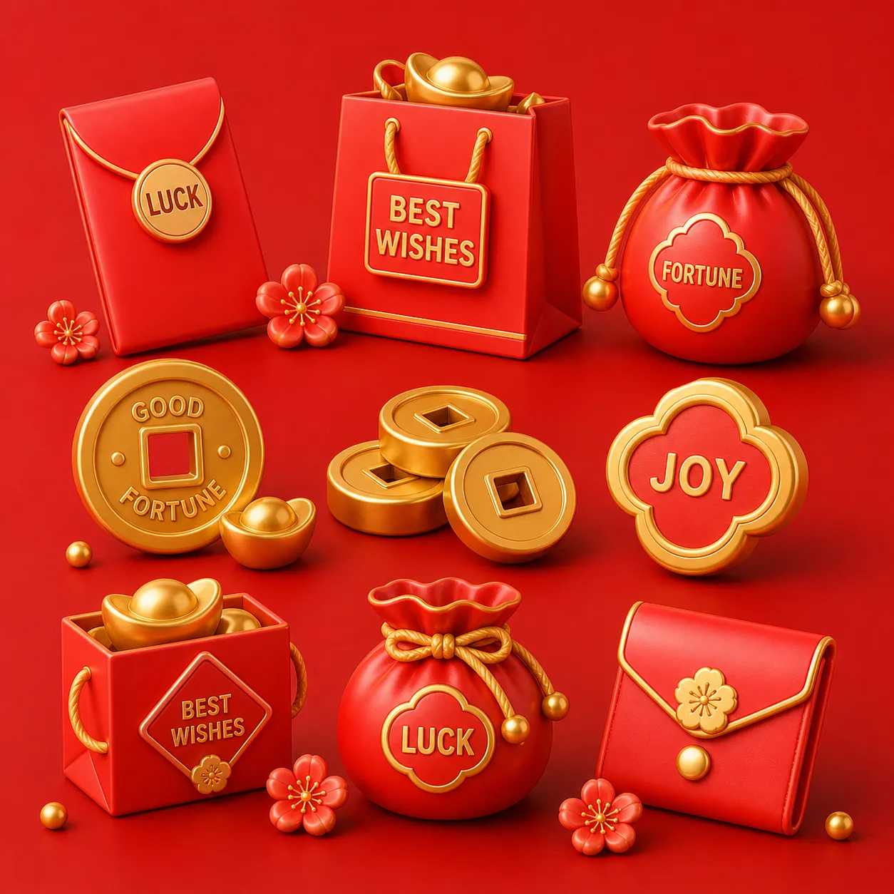 3D Chinese New Year Icons Collection｜AI Image Generation Prompts