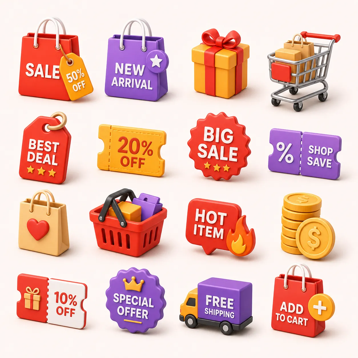 3D Shopping and Sale Icons Collection｜AI Image Generation Prompts