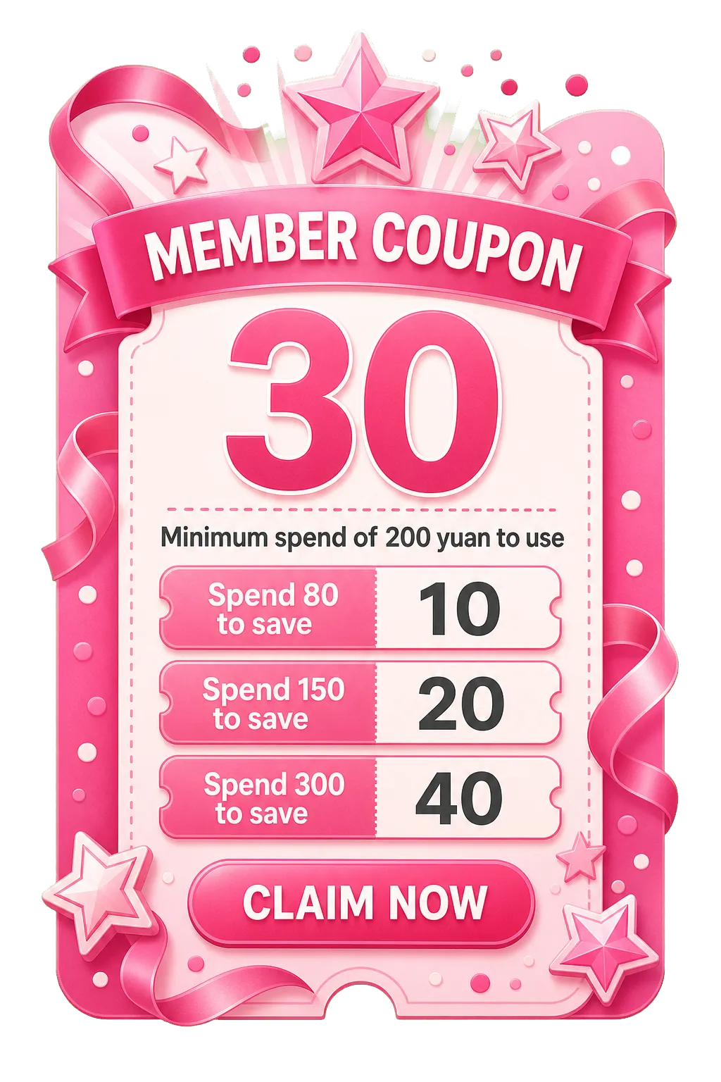 Pink Member Discount Coupon Design｜AI Image Generation Prompts