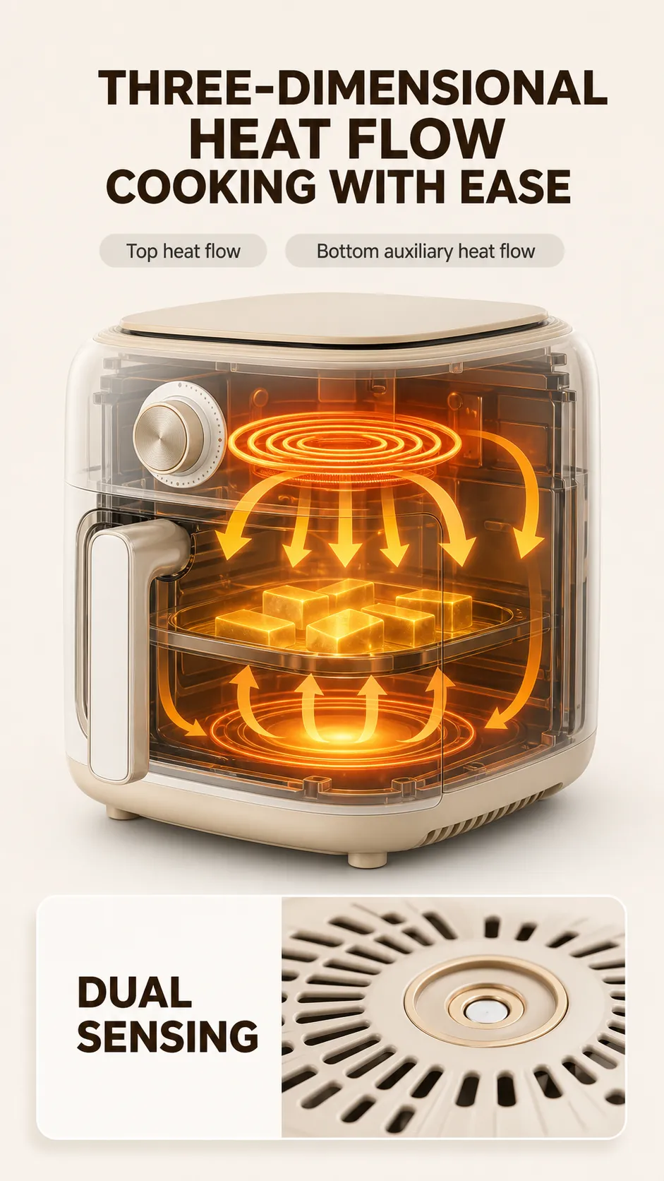 Transparent Air Fryer Dual Heat Circulation System｜AI Image Generation Prompts