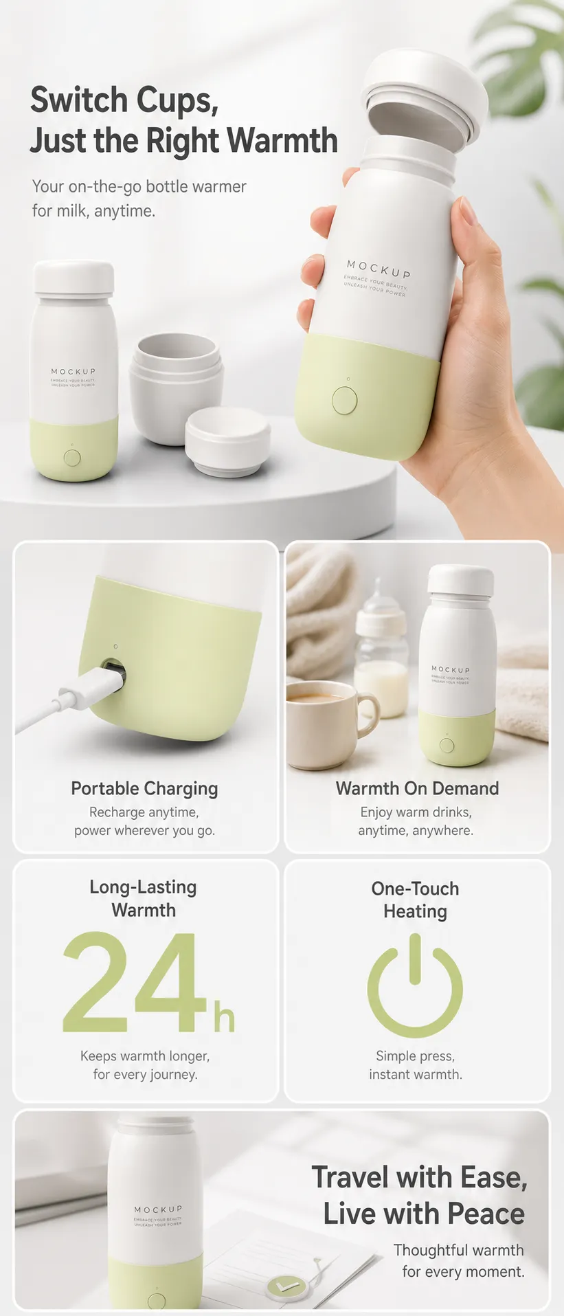 Portable Heating Bottle Mockup｜AI Image Generation Prompts