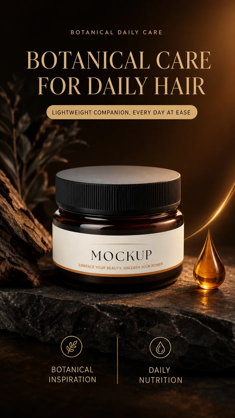 Botanical Daily Care Amber Jar Mockup｜AI Image Generation Prompts