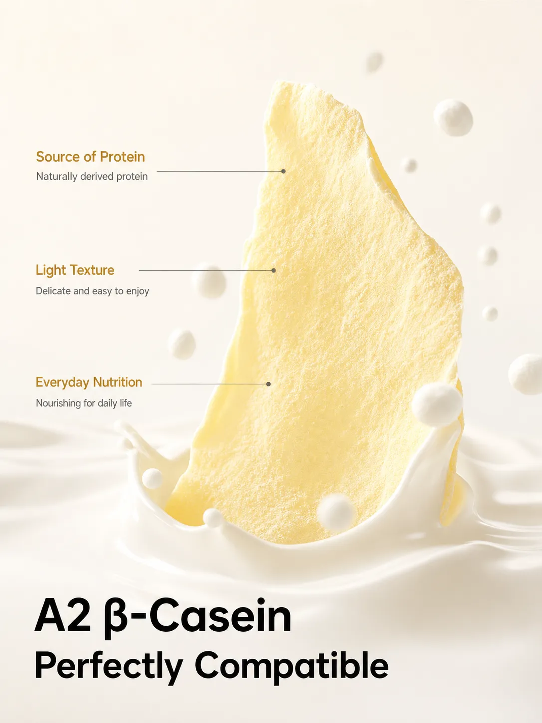 A2 Beta-Casein Milk Protein Slice Splash｜AI Image Generation Prompts