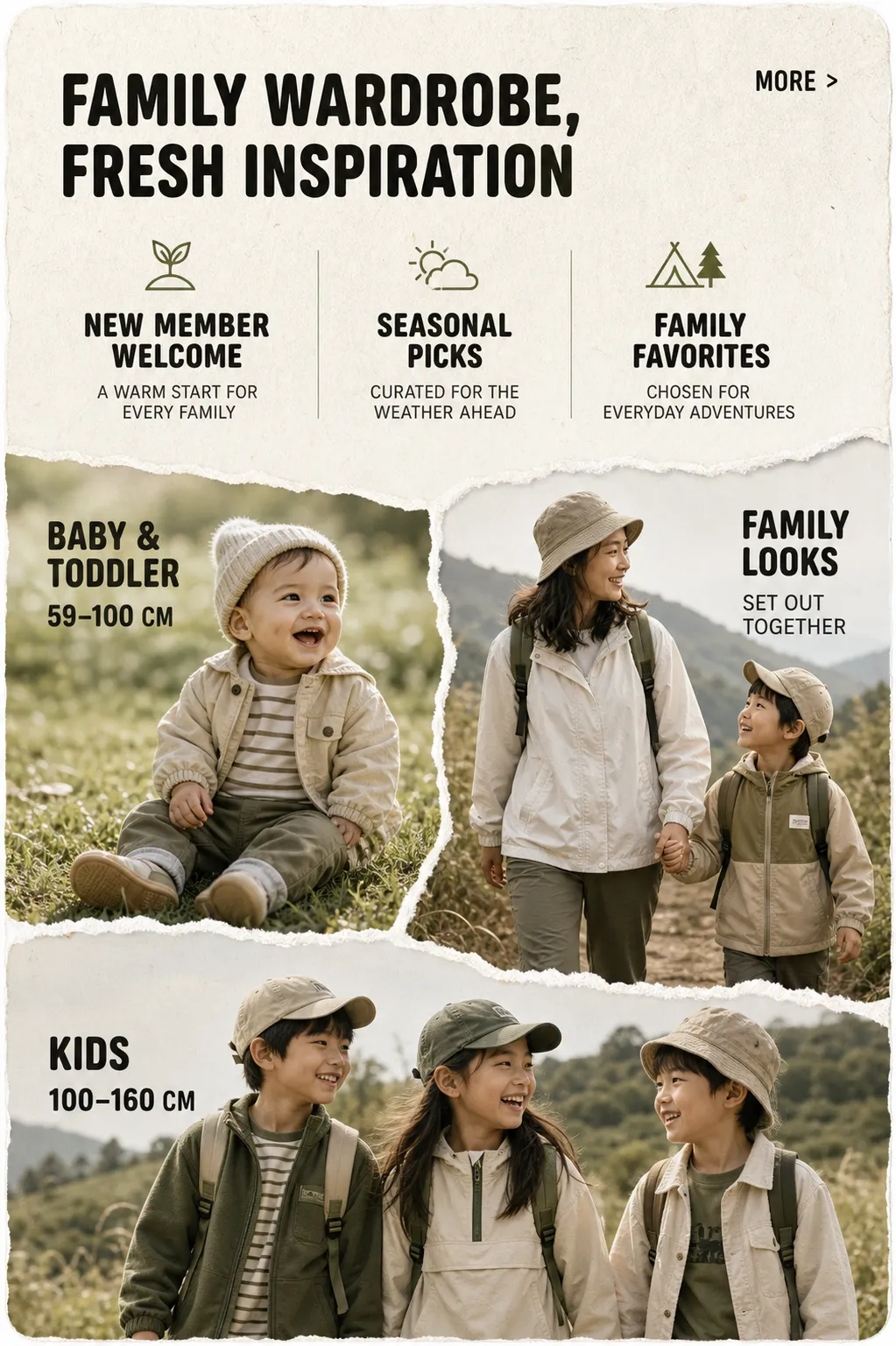 Parent-child outdoor clothing collection for families｜AI Image Generation Prompts