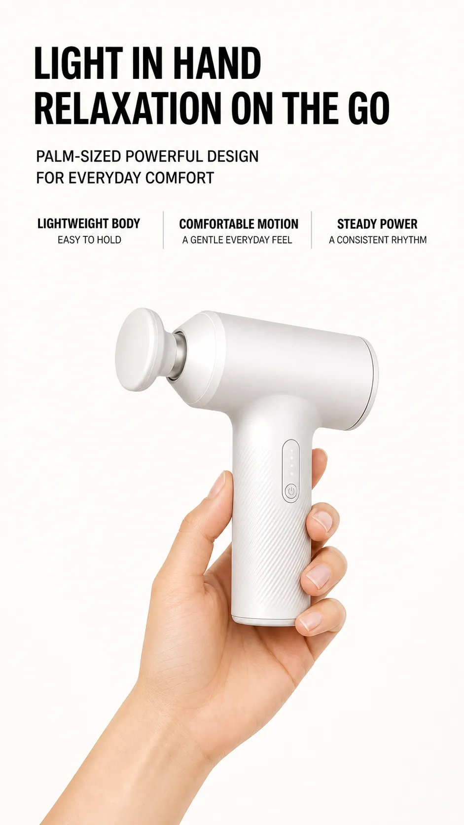 White Portable Handheld Massage Gun｜AI Image Generation Prompts