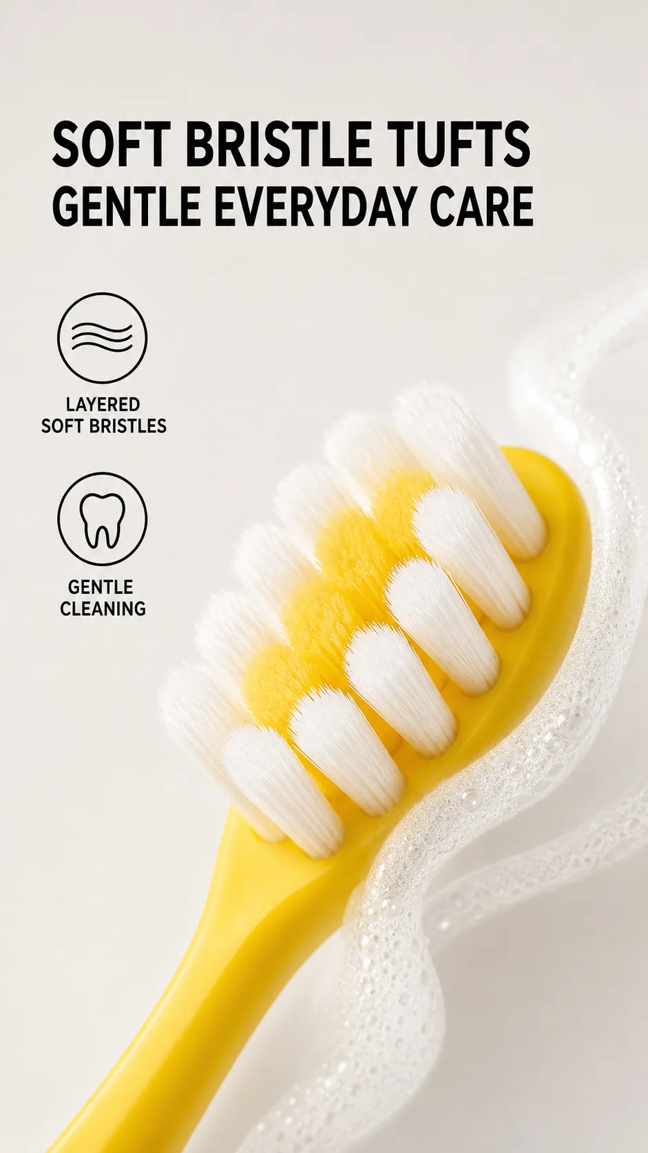 Yellow Soft Bristle Toothbrush for Gentle Cleaning｜AI Image Generation Prompts