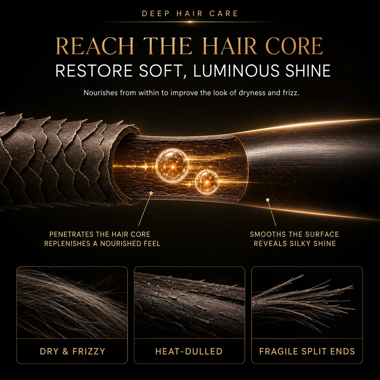 Deep Hair Care Strand Repair and Cuticle Smoothing｜AI Image Generation Prompts