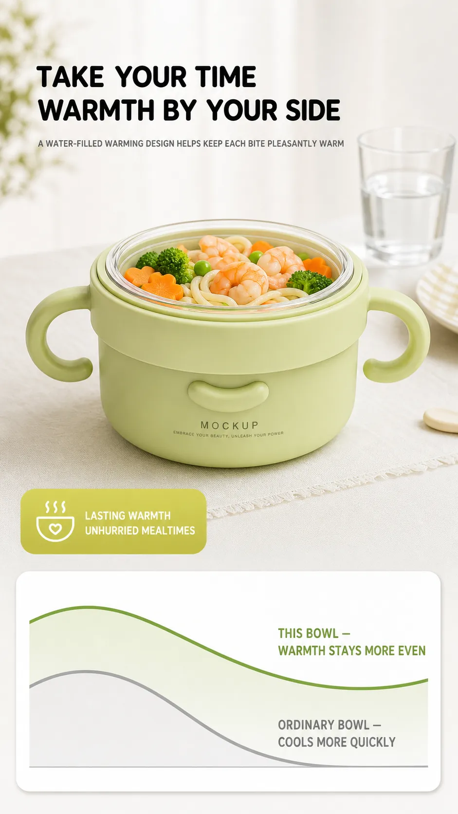 Green Baby Bowl with Dual Handles Mockup｜AI Image Generation Prompts