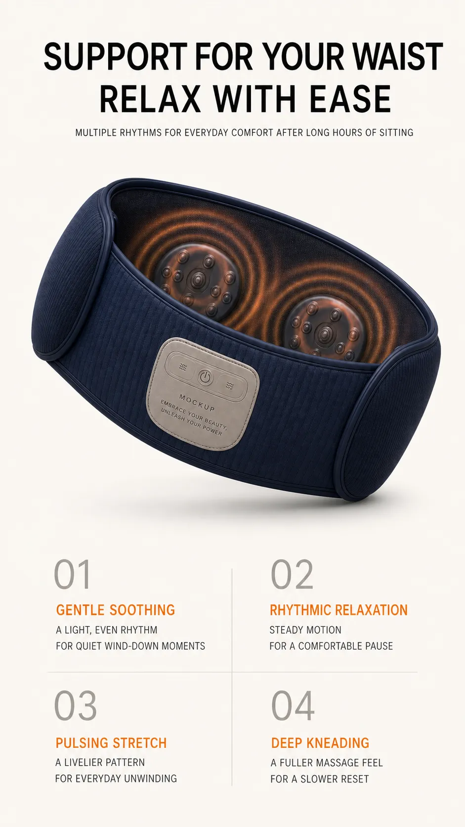 Electric Lumbar Back Massager Belt with Rotating Nodes｜AI Image Generation Prompts