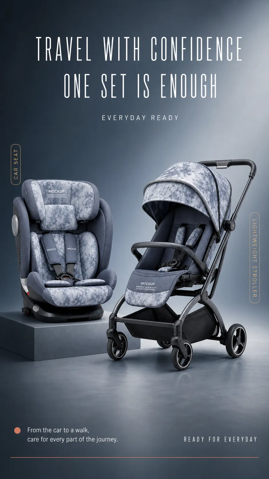 Blue Baby Car Seat and Stroller Combo｜AI Image Generation Prompts