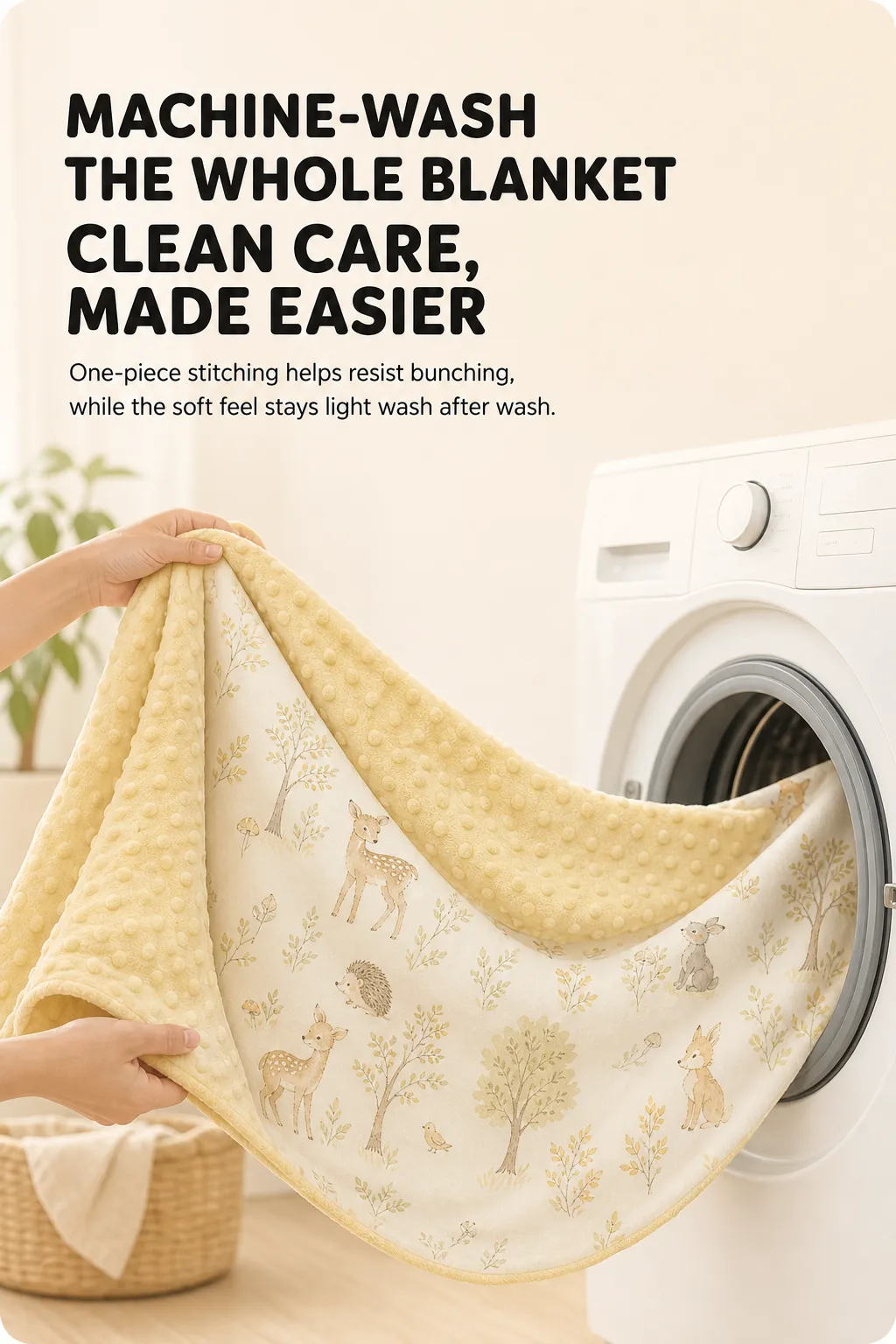 Machine washable baby blanket with forest animal print｜AI Image Generation Prompts