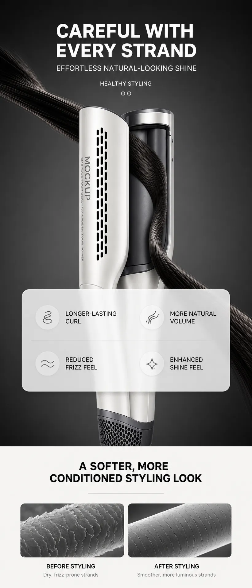 Healthy Styling Hair Curling Iron Mockup｜AI Image Generation Prompts