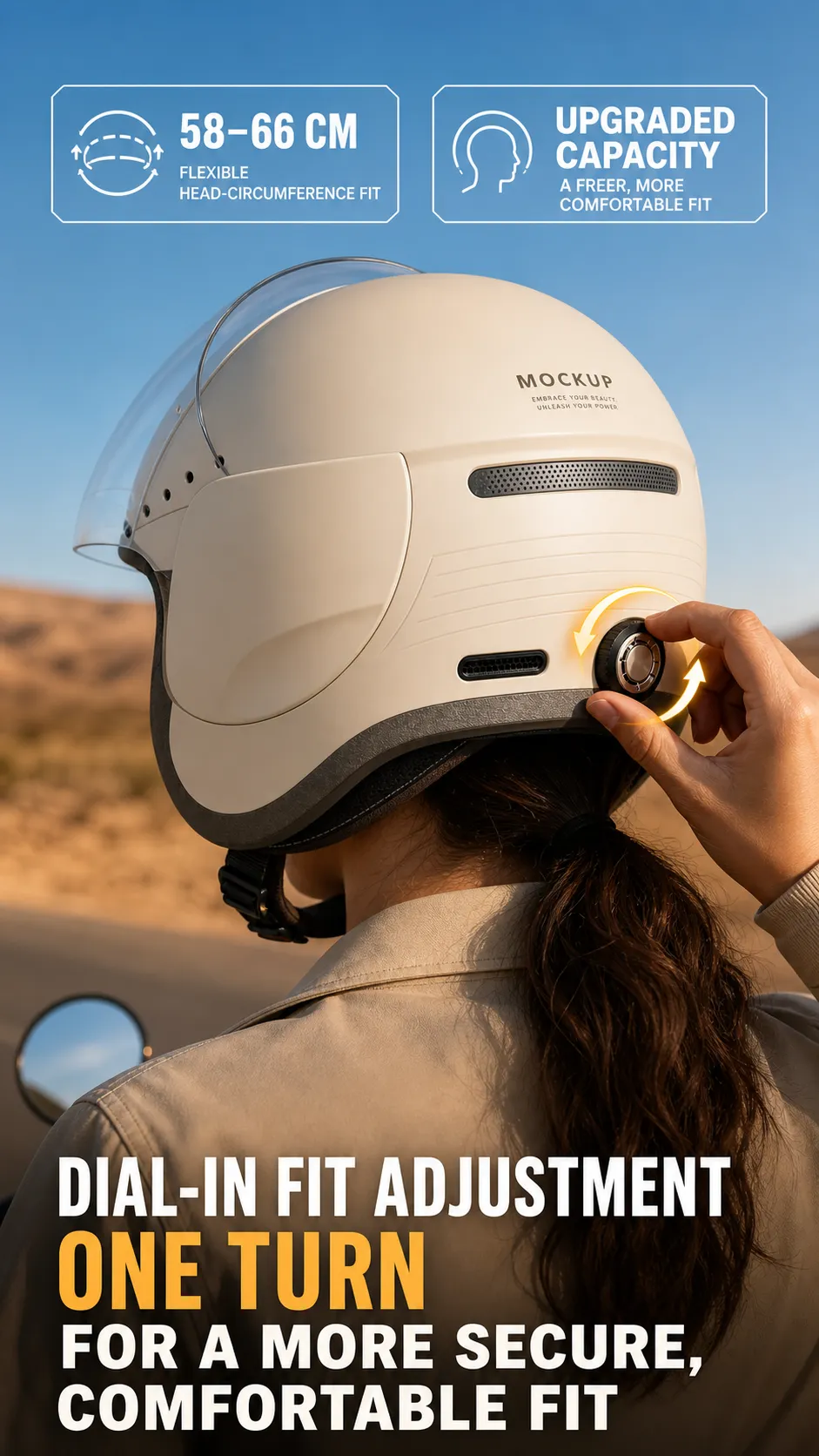 Adjustable Motorcycle Helmet with Rear Fit Dial｜AI Image Generation Prompts
