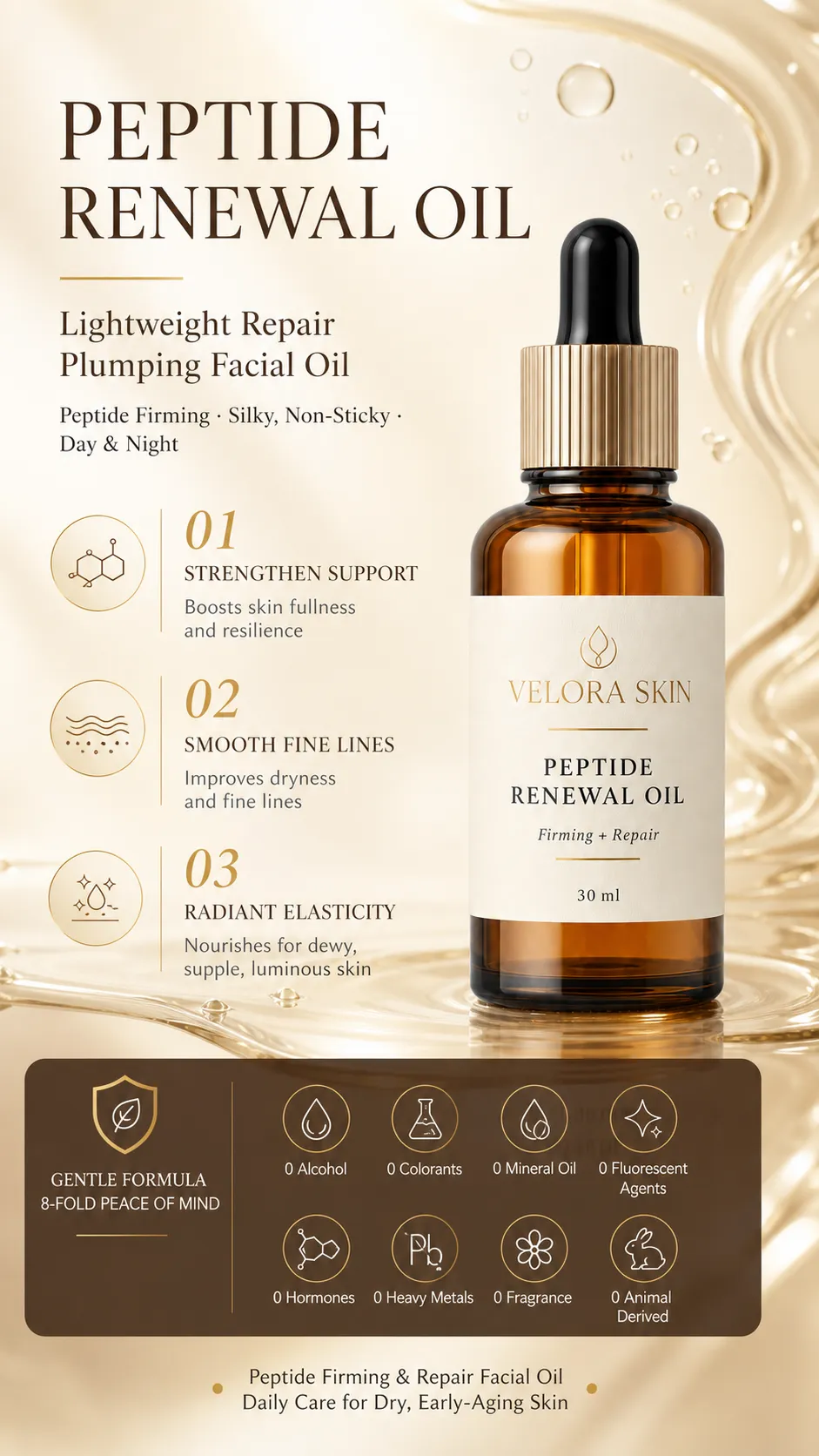 Velora Skin Peptide Renewal Oil for Firming and Repair｜AI Image Generation Prompts
