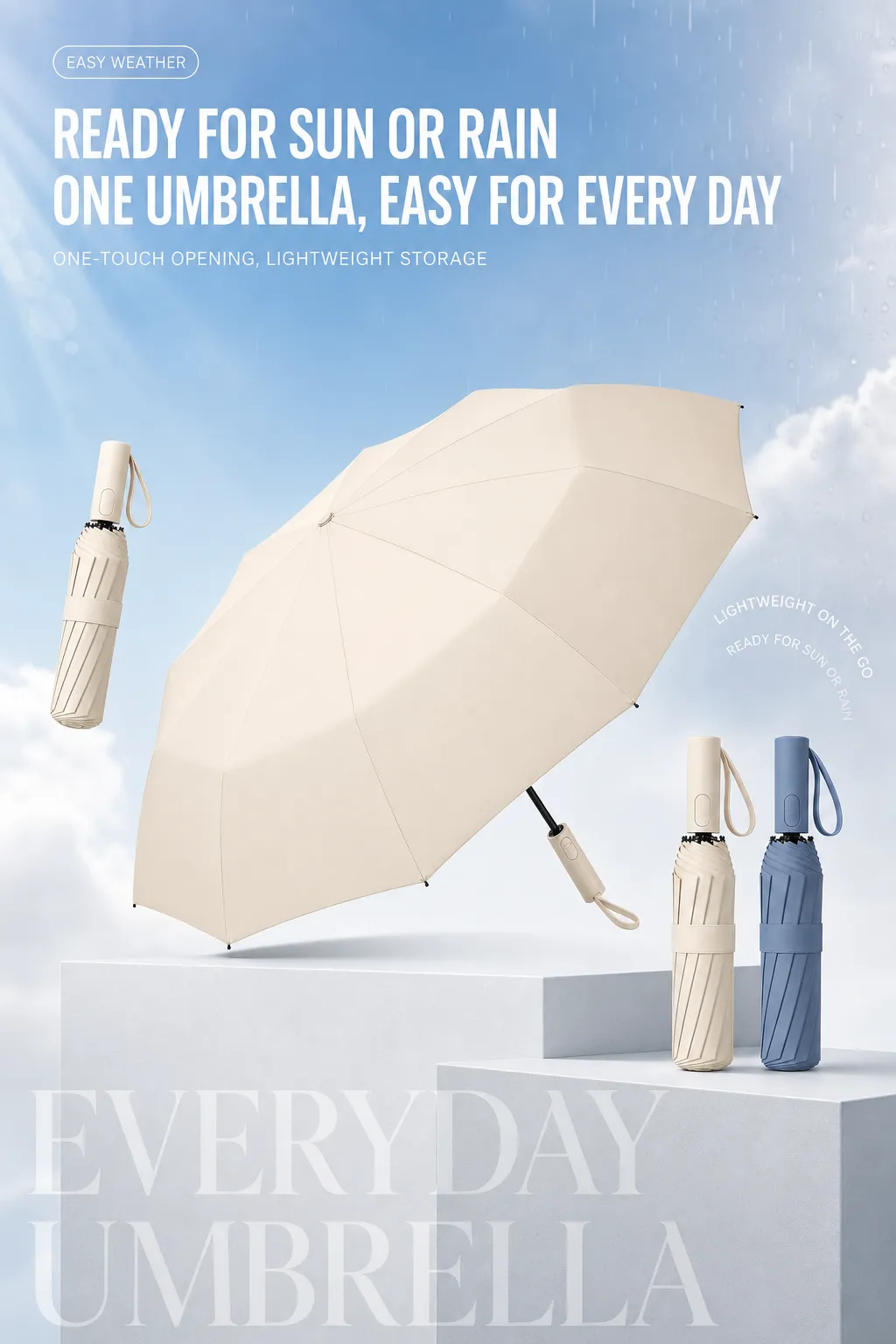 Everyday Automatic Folding Umbrella for Sun and Rain｜AI Image Generation Prompts