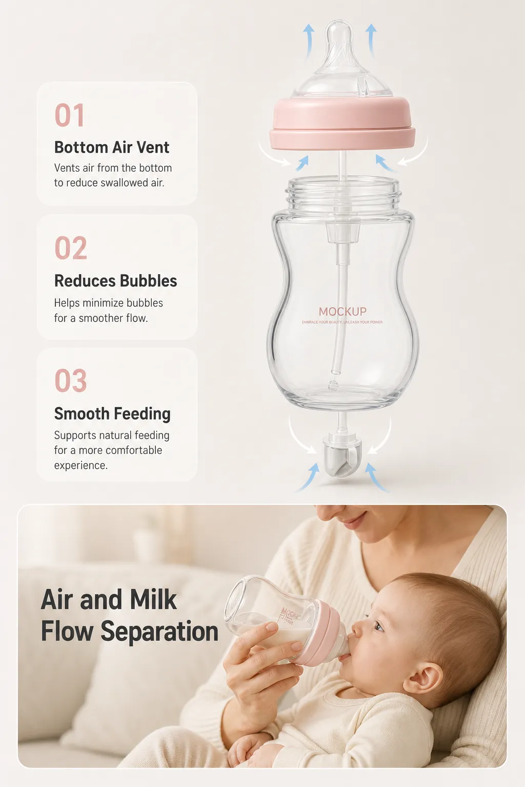 Baby Bottle Air Vent System and Feeding Design｜AI Image Generation Prompts