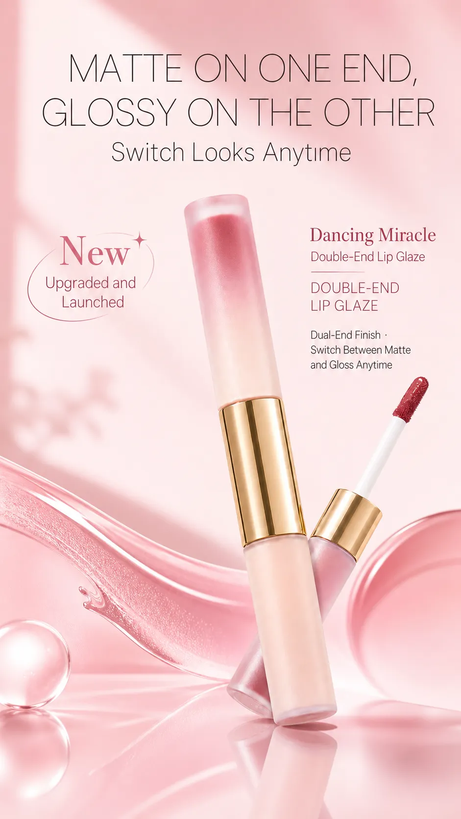 New Double-End Lip Glaze with Matte and Glossy Finish｜AI Image Generation Prompts
