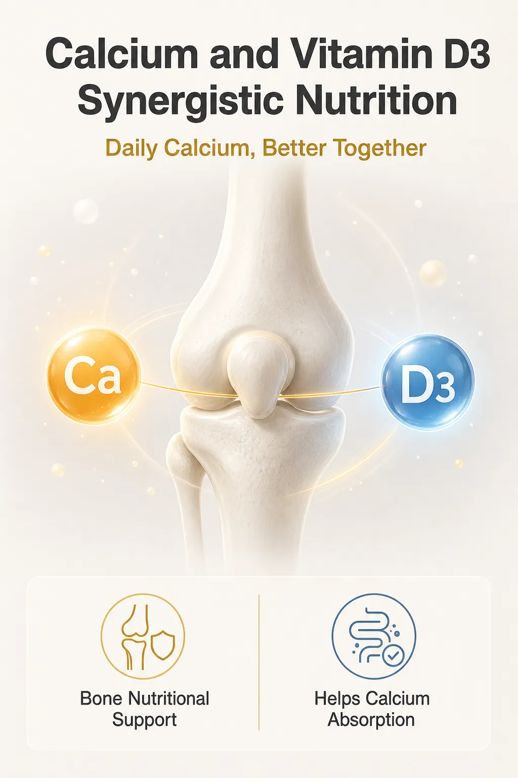 Calcium and Vitamin D3 Synergistic Nutrition for Bones｜AI Image Generation Prompts