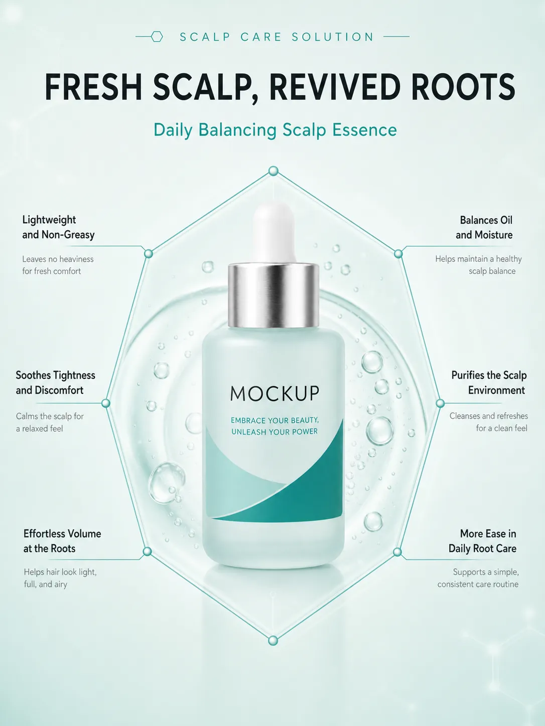 Scalp Balancing Essence Dropper Bottle Mockup｜AI Image Generation Prompts