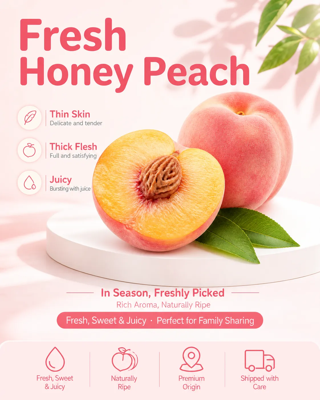 Fresh Sweet Juicy Honey Peach Poster｜AI Image Generation Prompts