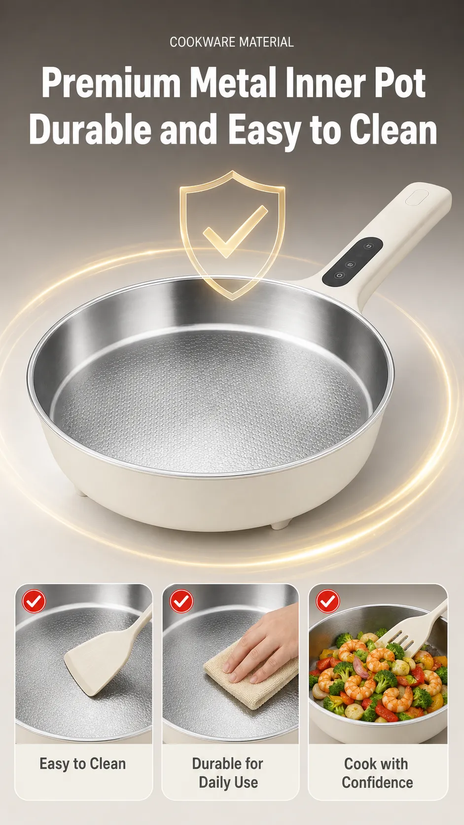 Durable Metal Frying Pan with Easy Clean Interior｜AI Image Generation Prompts