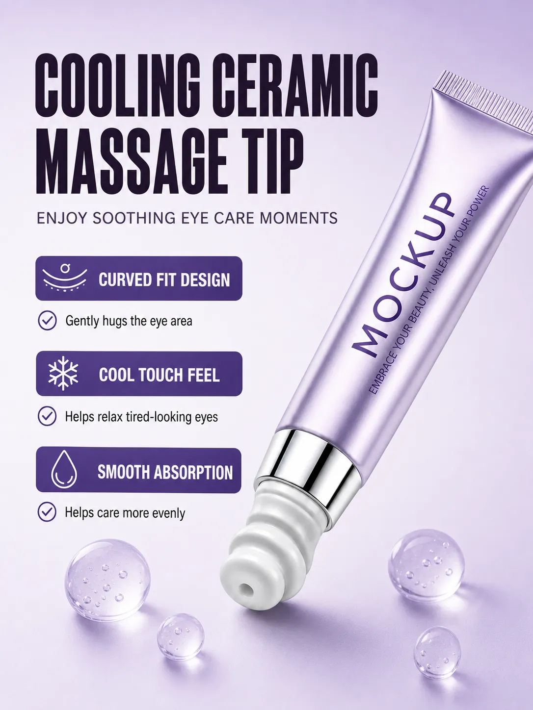 Purple Tube Mockup With Ceramic Massage Head｜AI Image Generation Prompts