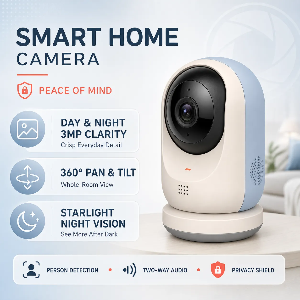 Smart Cam Home Security Camera Mockup｜AI Image Generation Prompts