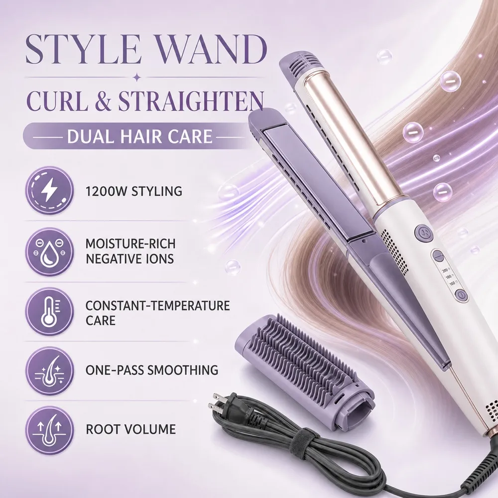 Purple Hair Styler Wand Mockup with Attachments｜AI Image Generation Prompts