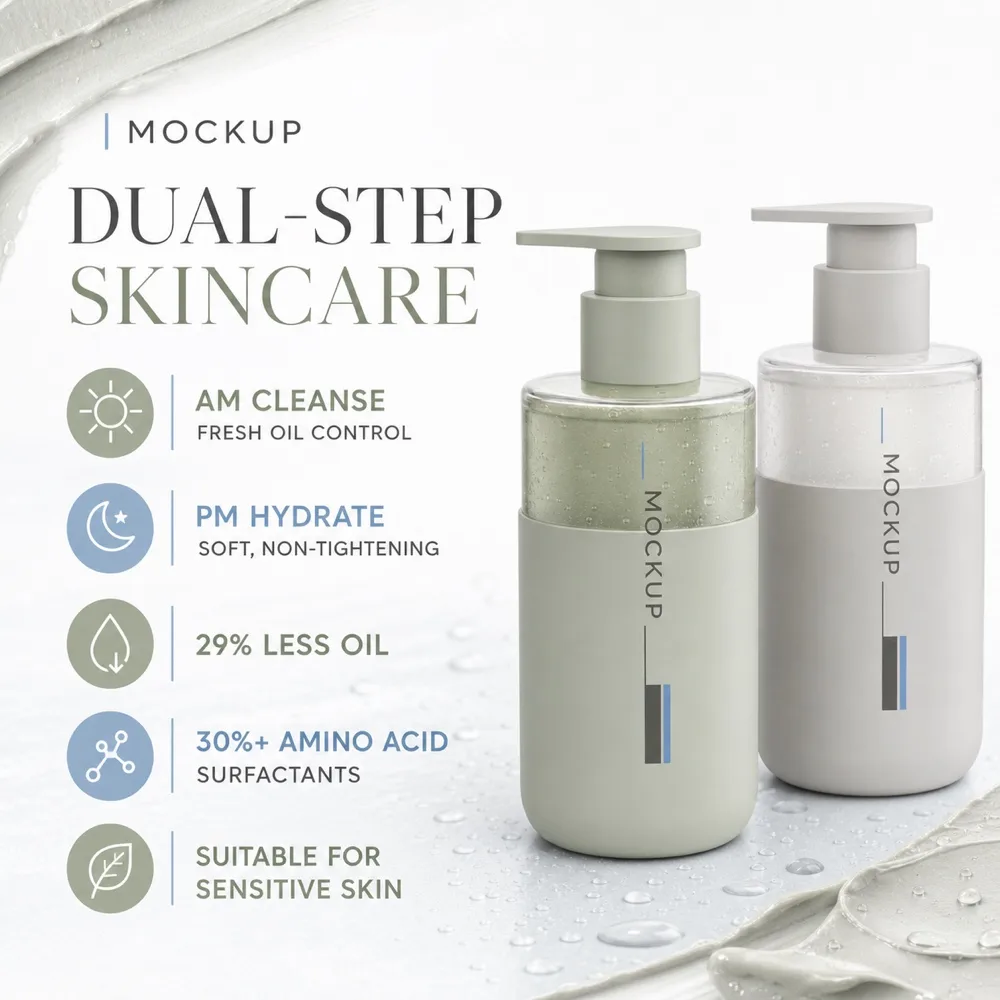 Dual Pump Bottle Skincare Set for Day and Night｜AI Image Generation Prompts