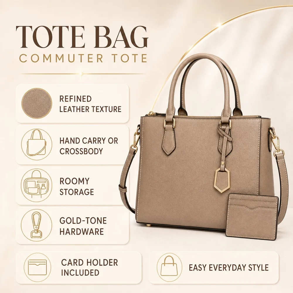 Beige Tote Bag Mockup with Card Holder｜AI Image Generation Prompts