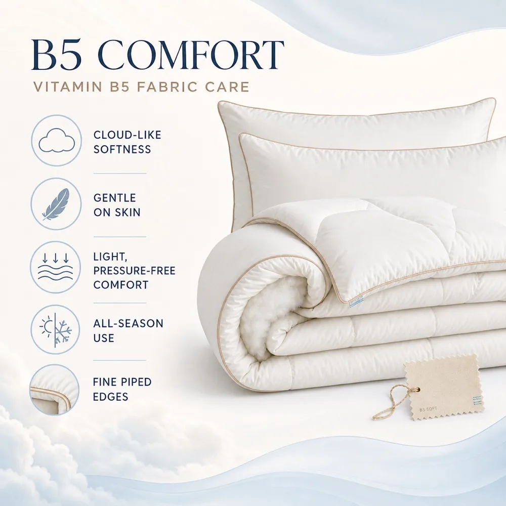 Vitamin B5 Soothing Repair White Quilt and Pillows｜AI Image Generation Prompts