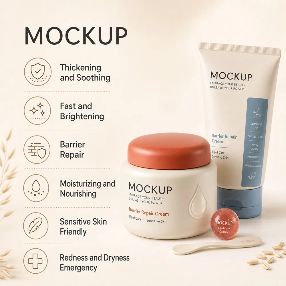 Barrier Repair Cream Mockup for Sensitive Skin｜AI Image Generation Prompts
