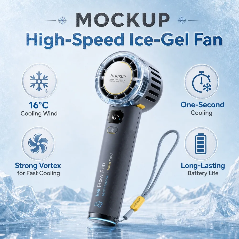 Ice Flow Handheld Fan 16C Cool Air Turbo Wind｜AI Image Generation Prompts